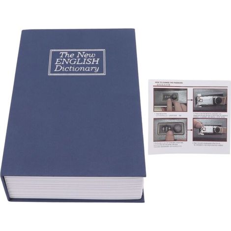 Innovativer, Mittelgroßer Tresor Für Bücher/wörterbuch Mit Zahlenschloss Zur Aufbewahrung Von Geld, Schmuck, Karten, Dokumenten, Blau