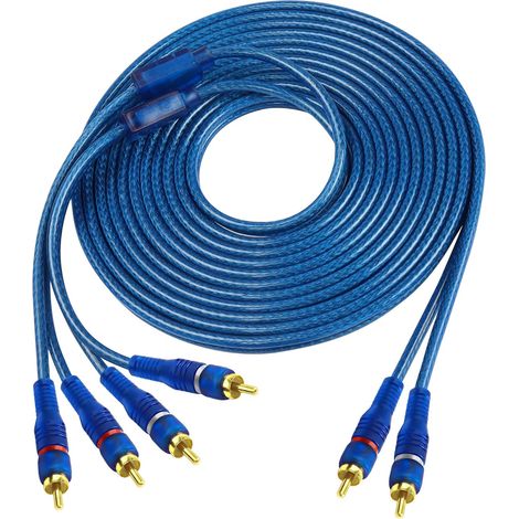 Rca-auto-audio-verbindungskabel, 2-kanal Auf 4-kanal Rca-auto-audio-y-splitter-adapter-jumper, Verdrilltes Adernpaar, Ofc-vollschirmung, Rauschunterdrückung (5 M)