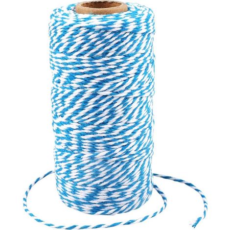 Rolle 200 M 2 Mm Blau-weißes Baumwollgarn Zum Verpacken Von Weihnachtsgeschenken Und Für Diy-dekorationsarbeiten