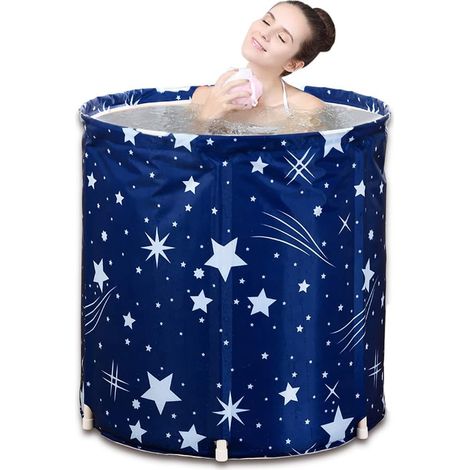 Faltbare Badewanne, Kunststoff, Baumwollisolierung, 70 X 65 Cm, Blau, Für Erwachsene