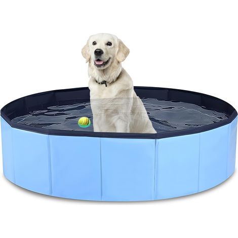 Faltbarer Hundepool, Rutschfestes Pvc, Mit Spiralablauf, Für Garten Und Reisen, 80 X 20 Cm, Blau