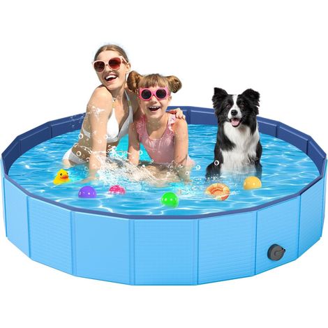 Faltbarer Hundepool, 160 Cm Xl, Strapazierfähiges Pvc, Ablassventil, Garten, Katzenpool, Kinderpool