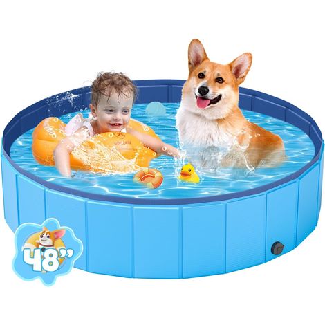 Faltbarer Hundepool, 120 Cm Xl, Verstärktes Pvc, Ablassventil, Garten