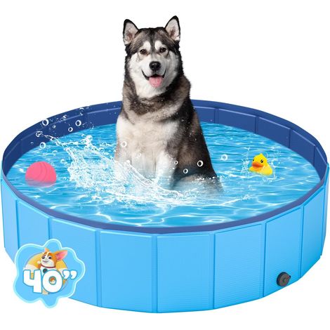 Faltbarer Hundepool, 100 Cm Xl, Ablassventil, Verstärktes Pvc, Garten