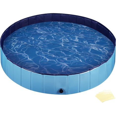 Hundepool Ø 160 Cm Höhe 30 Cm Faltbar Pvc Rutschfest Garten