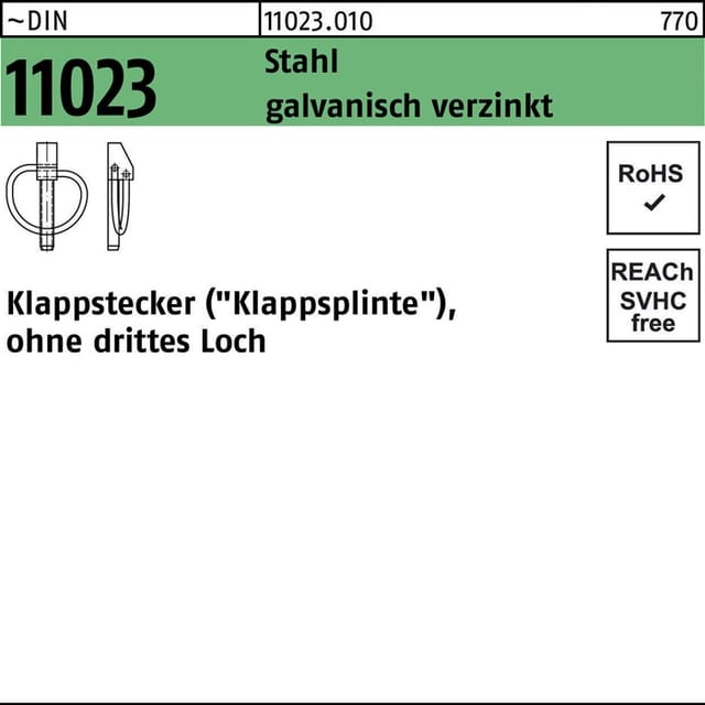 DIN 11023 Klappstecker 6 x 42 gal Zn, ähnl. DIN 11023 gal Zn S 50 Stk
