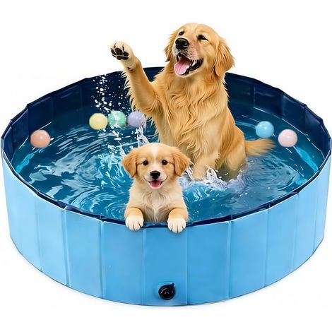 Faltbarer Hundepool, Ø 160 Cm, Höhe 20 Cm, Strapazierfähiges Pvc, Integrierter Abfluss, Für Garten Und Strand