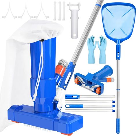 Pool-staubsauger-set, 168 Cm, Aluminium, Nylon-filterbeutel, Für Teich Und Springbrunnen