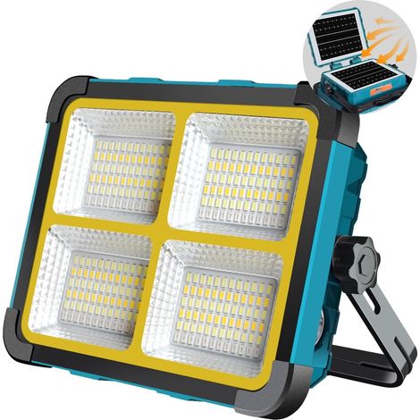 Wiederaufladbarer Led-flutlichtstrahler, Dual-solarpanel, 12000-mah-akku, 5 Lichtmodi, Ip66 Wasserdicht, Geeignet Für Baustellen Und Camping