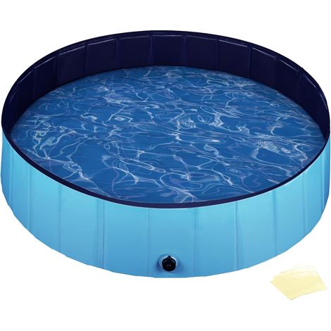 Hundepool, Faltbar, Pvc, Ø 100 Cm, H 30 Cm, Rutschfest, Für Garten Und Terrasse