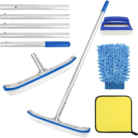 Poolbürsten-set, 43 Cm Bürste, 180 Cm Aluminiumgriff, Verstellbar, Zur Reinigung Von Wänden Und Böden