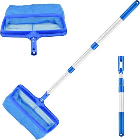 Feinmaschiger Kescher, 120 Cm Teleskopstiel, Verstärkter Nylonrahmen, Für Schwimmbecken Und Teiche
