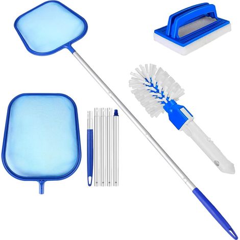 Spa-reinigungsset, Feinmaschenskimmer, 5-teilige Aluminiumstange, Schwammbürste, Für Whirlpools