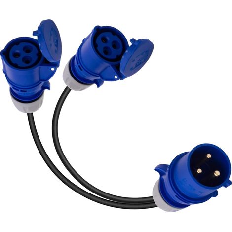 Adapter Von 1 Cee 32a Auf 2 X 16a Steckdosen, Ip44, 2,5 Mm² Kabel, Für Wohnwagen Und Generator