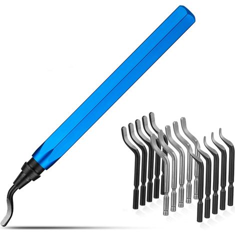 Entgratwerkzeug Mit Metallgriff, 15-teiliges Set Verstellbarer Rotierender Entgratklingen, Handentgratwerkzeug Für Kunststoff, Aluminium, Kupfer Und Stahl (blau)