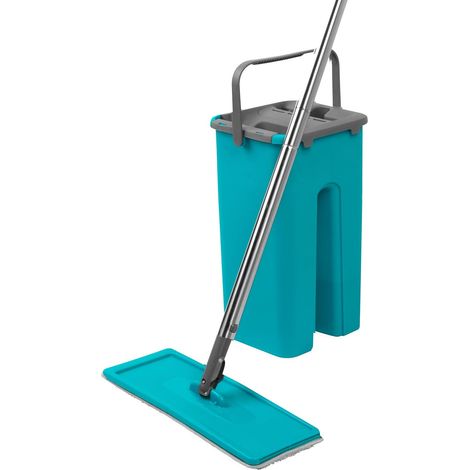 1-teiliges Mopp- Und Eimer-set, Antibakterielle Auswringvorrichtung, Integrierter Schaber, Flachkopf, Für Laminatfliesen