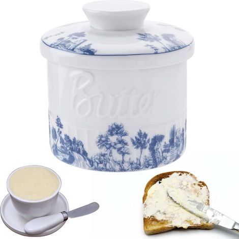Runde Butterdose Aus Keramik Mit Deckel, Um Die Butter Frisch Und Verzehrfertig Zu Halten