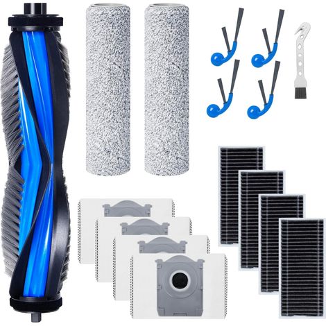 Zubehörset, Hauptbürste, 4 Filter, 2 Reinigungstücher, 4 Seitenbürsten, Staubbeutel, Saugroboter
