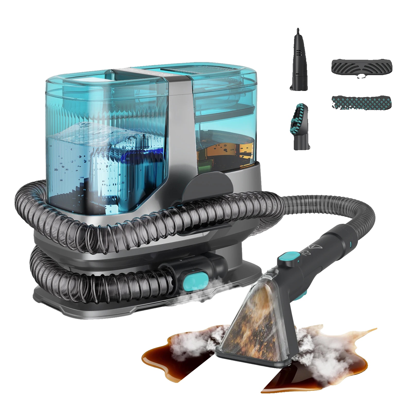 Teppichstaubsauger, 2600 W Leistung, 1100 Ml Frischhaltebehälter, 1200 Ml Schmutzwasserbehälter, 4 Reinigungsmodi, Dampfbetrieb In 14 Sekunden