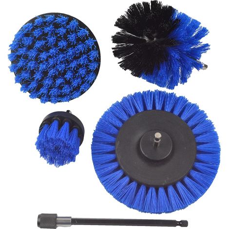 5-teiliges Bohrmaschinenbürsten-set, 4 Kabellose Elektrische Reinigungsbürsten Für Bohrmaschinen Mit 1 Verlängerung Für Bad, Küche, Boden, Fliesen Und Auto (blau)