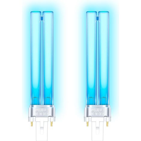 2er-pack G23-lampen, 7 W, Quarz, 253,7 Nm, Uvc-filter, Teich
