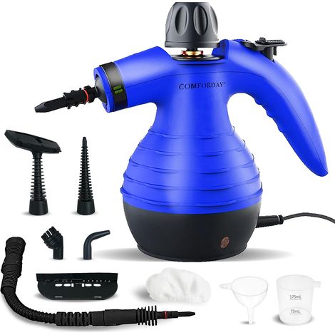 Handdampfreiniger, 900–1050 W, 9 Zubehörteile, Für Böden, Teppiche, Auto, Küche
