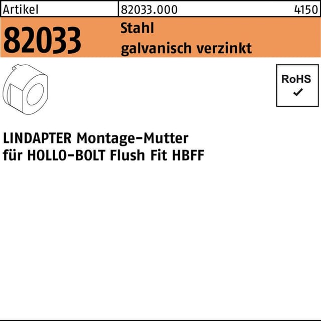 Lindapter - Montagemutter r 82033 HBFF12 Stahl galv.verz. 1 Stück