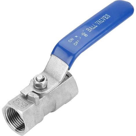 Kugelhahn, 3/8 Zoll, Edelstahl 304, Blauer Griff, Für Wasser Und Öl