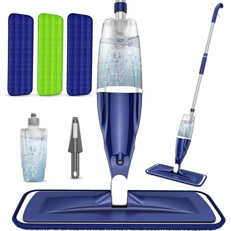Sprühmopp, Nachfüllbarer Wassertank, 3 Mikrofaserpads, Für Hartholz- Und Laminatböden
