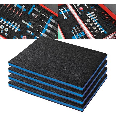 4er-set Schaumstoffeinlagen Für Werkzeugkästen, Schwarz/blaues Polyethylen, 40,6 X 30,4 X 2,54 Cm, Präzise Aufbewahrung