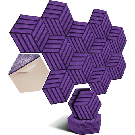 Set Mit 12 Akustikpaneelen, Sechseckig, Selbstklebend, Für Wand/decke