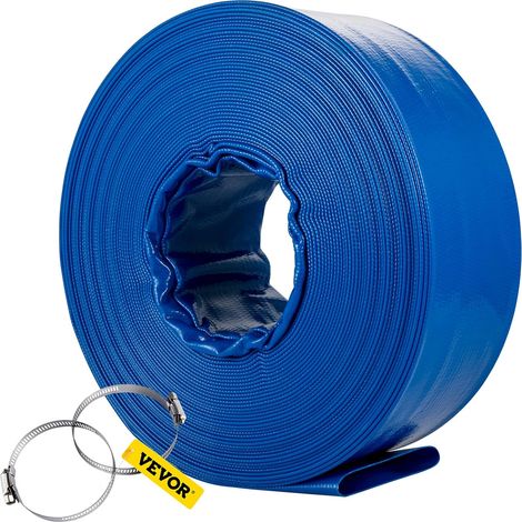 Abflussschlauch, 51 Mm Durchmesser, 32 M Länge, Verstärktes Pvc, Mit Klemmen, Für Schwimmbäder Und Bewässerung