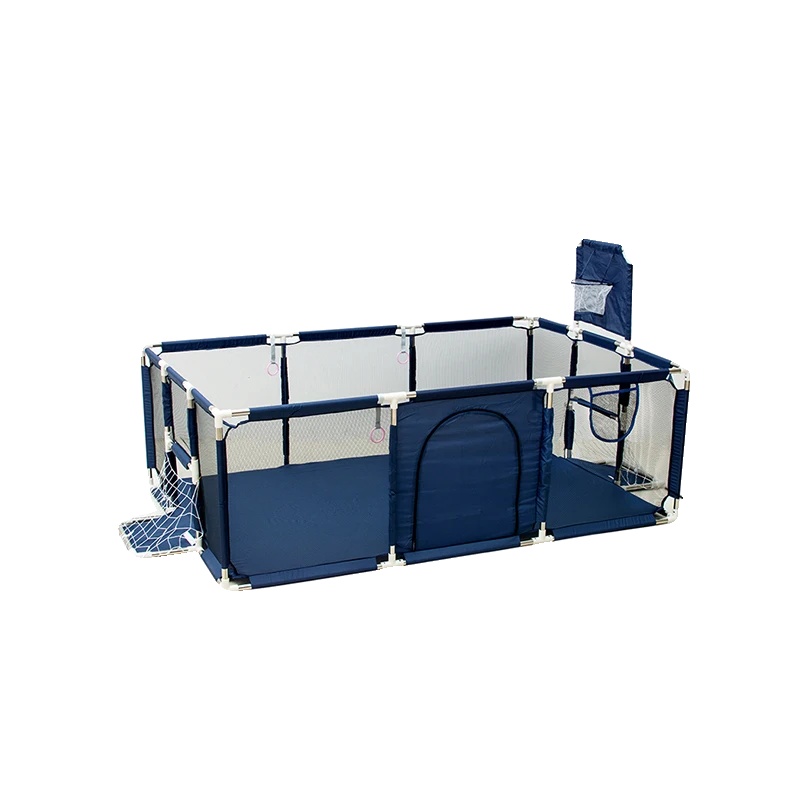 Laufstall, Weiche Polsterung, Vielseitiges Design, Blaues Fußballtor 2