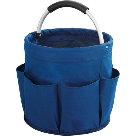 Haushaltskorb, Reittasche, Ideal Zur Aufbewahrung Von Werkzeug Oder Bürsten, 6 Außentaschen, Blau, 28 Cm Durchmesser X 26,5 Cm Höhe