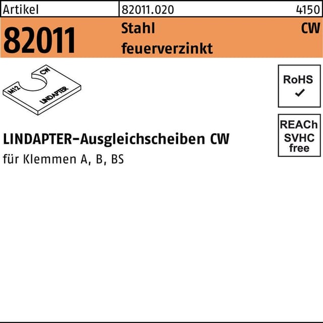 Ausgleichscheibe r 82011 cw m 12 / 2,5 Stahl feuerverzinkt