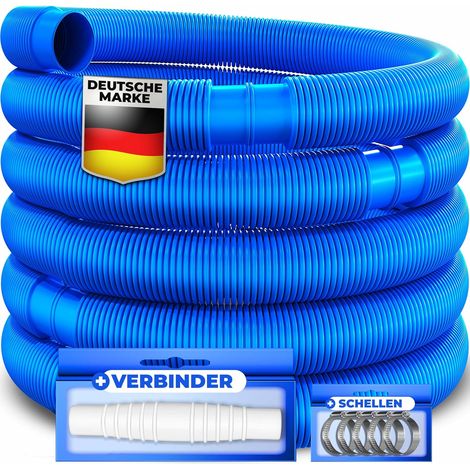 Esser® Teichschlauch, Poolschlauch Mit Schutzhüllen, Solarschlauch Für Pool Und Teich, Saugschlauch, Pumpenschlauch, Flexibler Wasserschlauch 6 M / Ø 32 Mm, Blau