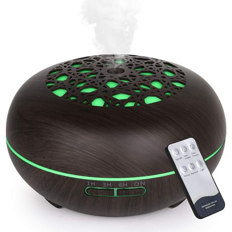 550-ml-diffusor Für Ätherische Öle Mit Fernbedienung, Elektrischer Luftbefeuchter Mit Diffusor Für Ätherische Öle Für Zuhause, Büro, Schlafzimmer, Yoga, Helle Holzoptik