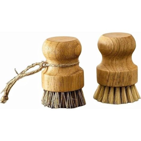 2-teiliges Bürstenset, Holzgriff, Borsten Aus Sisal Und Kokosnuss, Für Küche Und Bad