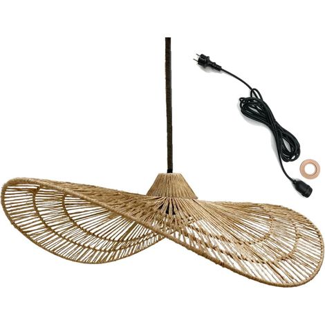 Jute-pendelleuchte, 5 M Kabel, Schutzart Ip64 Für Den Außenbereich, E27-fassung, Boho-stil Für Den Garten