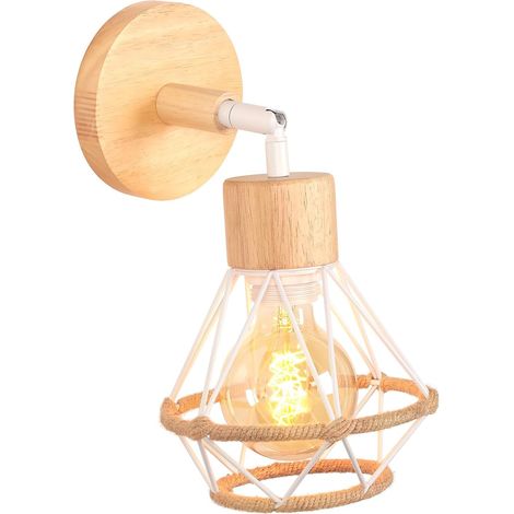 E27 Wandleuchte Aus Metall Und Holz, 180° Verstellbar, Vintage-industriestil Für Wohnzimmer Und Küche