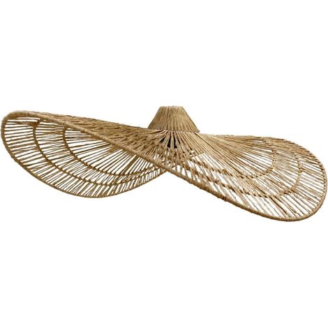 Lampenschirm Aus Naturjute, H 14 Cm, Metallgestell, E27, Bohème-stil, Für Wohnzimmer