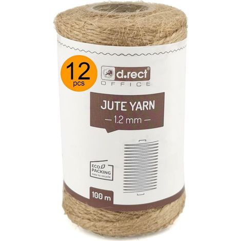 Packung Mit 12 Juteschnüren, 100 M, 1,2 Mm, Naturfaser, Für Verpackungen, Bastelarbeiten Und Blumendekoration