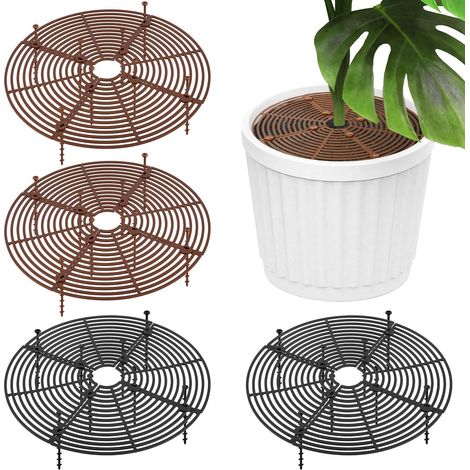 Set Mit 4 Schutzgittern Für Blumentöpfe, Zuschneidbar, Ø 30 Cm, Mit Bohrfesten Befestigungsnägeln Für Den Garten