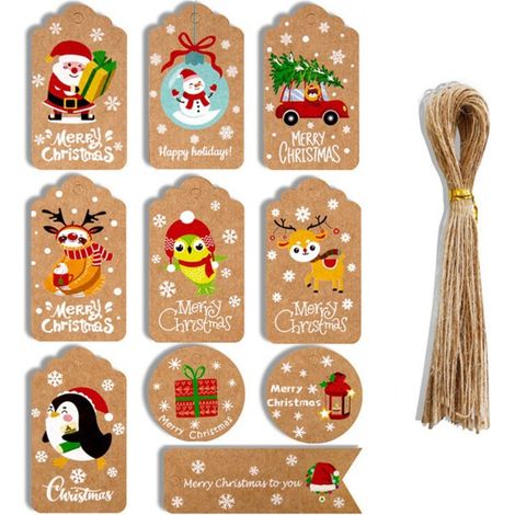 Weihnachtsanhänger Aus Kraftpapier, Diy, Dankeschön, Bastelideen In Verschiedenen Stilen, Anhänger Zum Aufhängen Mit Schnur, Geschenkverpackungsmaterial, 50 Stück