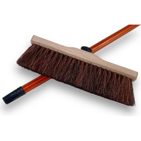 1-yard-besen, 70-mm-stiel, Arenga-basin-fasermischung, Lackierter Holzstiel, 30 Cm Länge, Für Den Außenbereich
