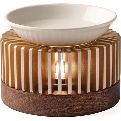 Duftlampe Aus Eloxiertem Aluminium Und Holz, Öldiffusor Mit 70-ml-keramikschale, Stimmungsvolles Nachtlicht Für Zuhause