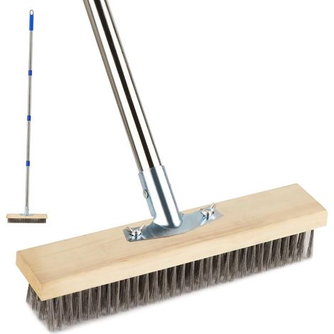 Metallbesen, Verstellbarer Stiel 160 Cm, Edelstahl 304, 30 Cm Bürstenkopf, Für Terrasse Und Pool