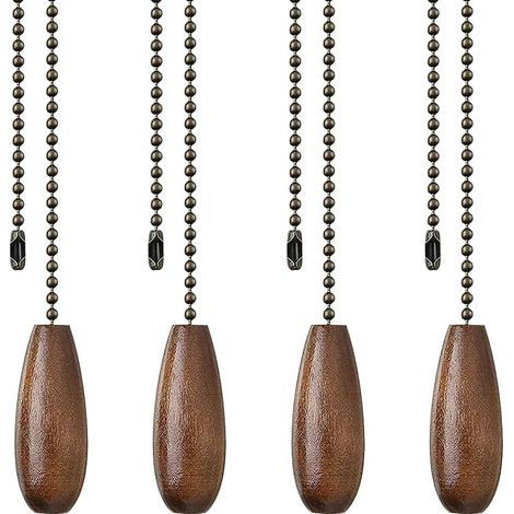 Set Mit 4 Ventilatorketten, Holzgriff, 33,4 Cm, Inklusive Verbindungsstück, Für Decken- Und Lampenbeleuchtung