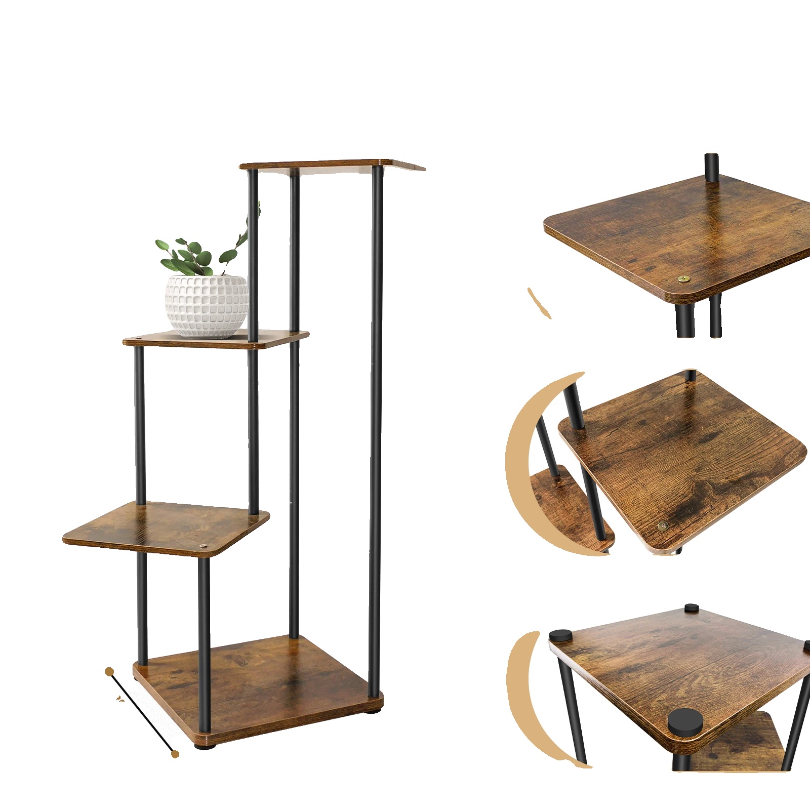Pflanzenregal, Mehrstufiges Design, Stabiler Metallrahmen, 4 Ebenen