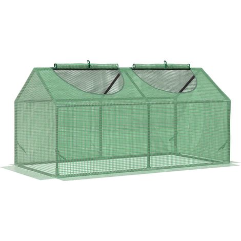 Mini-gewächshaus, 2 Fenster Mit Reißverschluss, Stahlrahmen, Kunststoffabdeckung, Für Balkon Und Garten